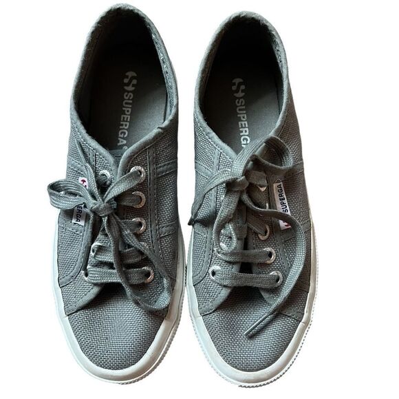 SUPERGA Sneakers Cotu Classic Gray Canvas Trainers Shoes Lace Up size 36/6M - Picture 1 of 7